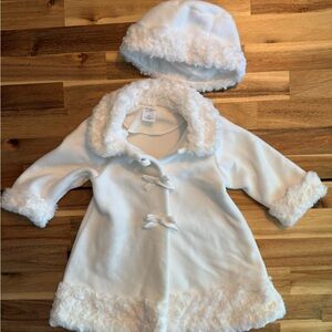 White Fleece Baby Coat with Hat